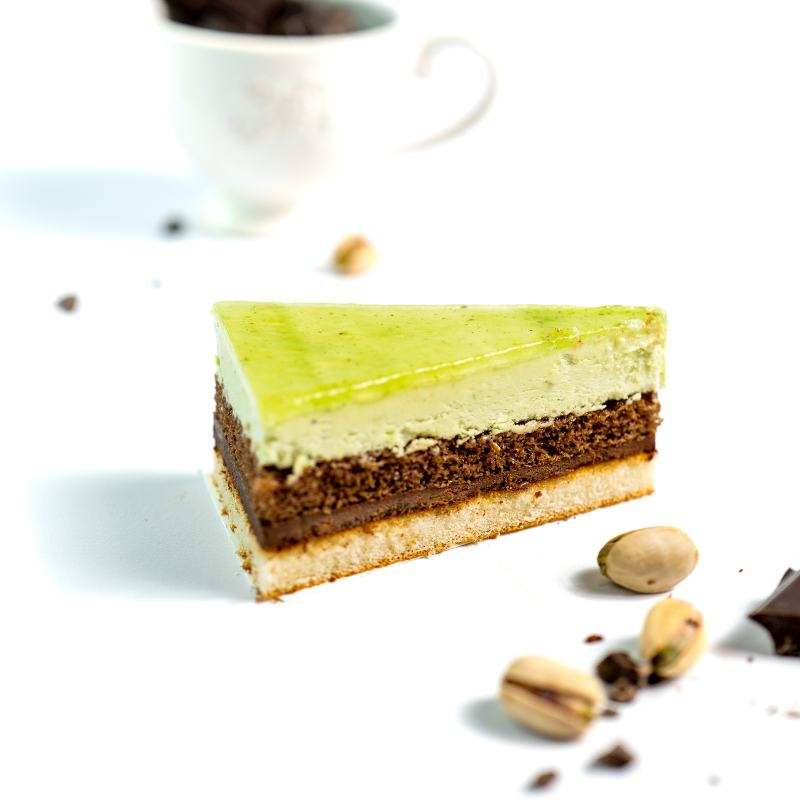 Choco Pistache - Gâteau mousseline pistache et ganache chocolat - La Romainville