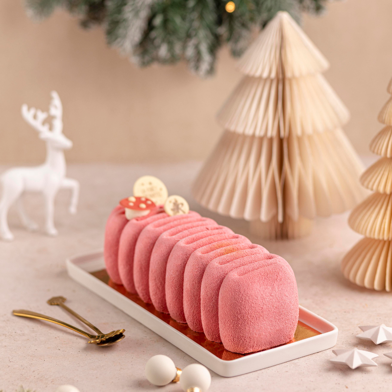 Bûche La Florale framboise  - collection Noël - pâtisserie La Romainville