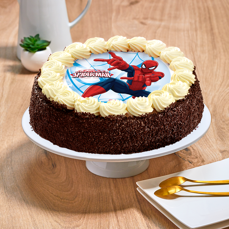 Gâteau au chocolat ou vanille Spiderman - Anniversaire enfant - Pâtisserie La Romainville