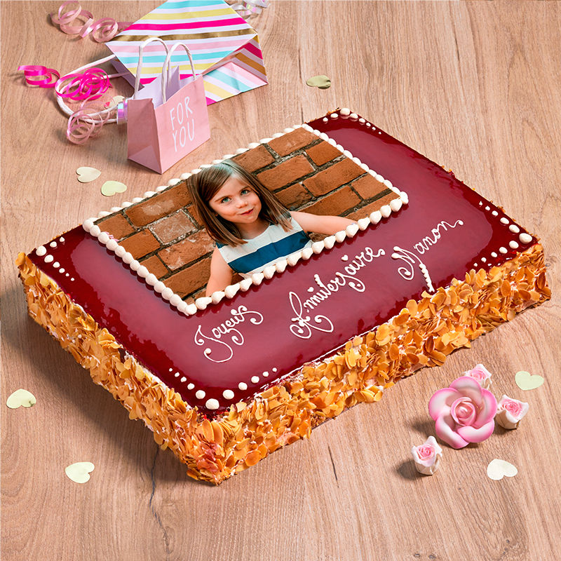 Fraisier personnalisé - gateau avec photo et inscription - Pâtisserie La Romainville