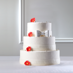 Wedding Cake champêtre à fleurs rouges La Romainville Pièce Montée
