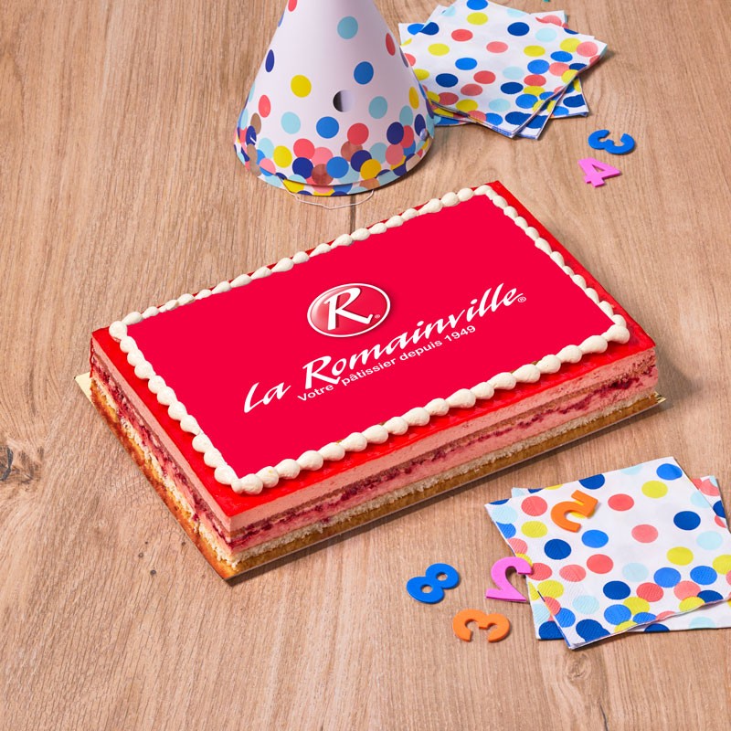 Framboisine logo - personnalisez ce bon gâteau avec le logo ou la photo de votre choix