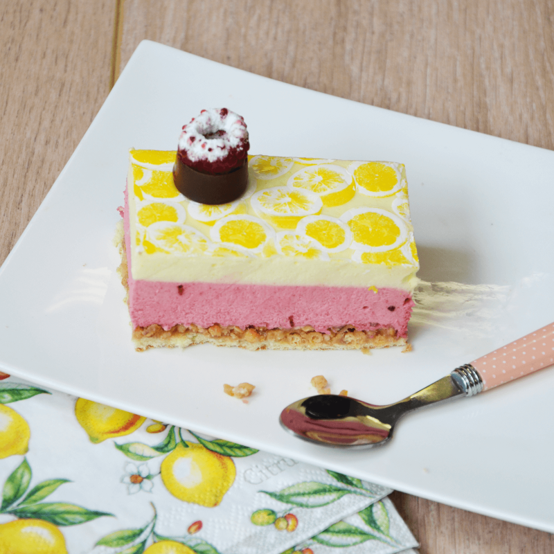 Nouveauté citron framboise - pâtisserie La Romainville - un dessert frais et acidulé