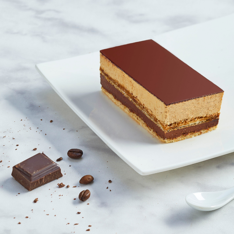 Gâteau Opéra - Crème café et ganache chocolat - Pâtisserie La Romainville