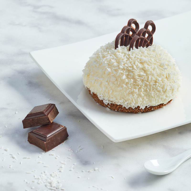 Gâteau Tartuffio - Dôme Noix de coco et chocolat - Pâtisserie La Romainville