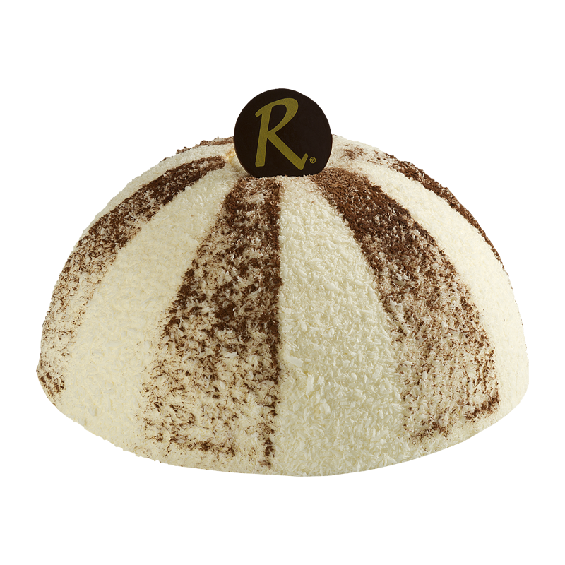 Gâteau Tartuffio - Dôme Noix de coco et chocolat - Pâtisserie La Romainville Gâteau Tartuffio - Dôme Noix de coco et chocolat - Pâtisserie La Romainville