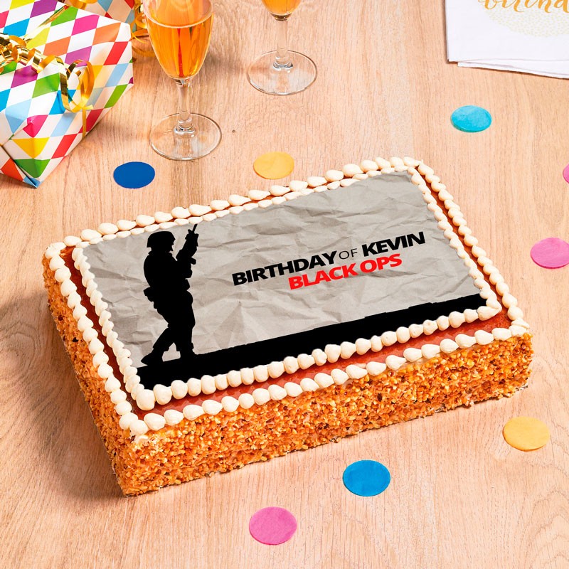 Gâteau d'anniversaire Call of duty au chocolat, noisette, vanille ou noix de coco