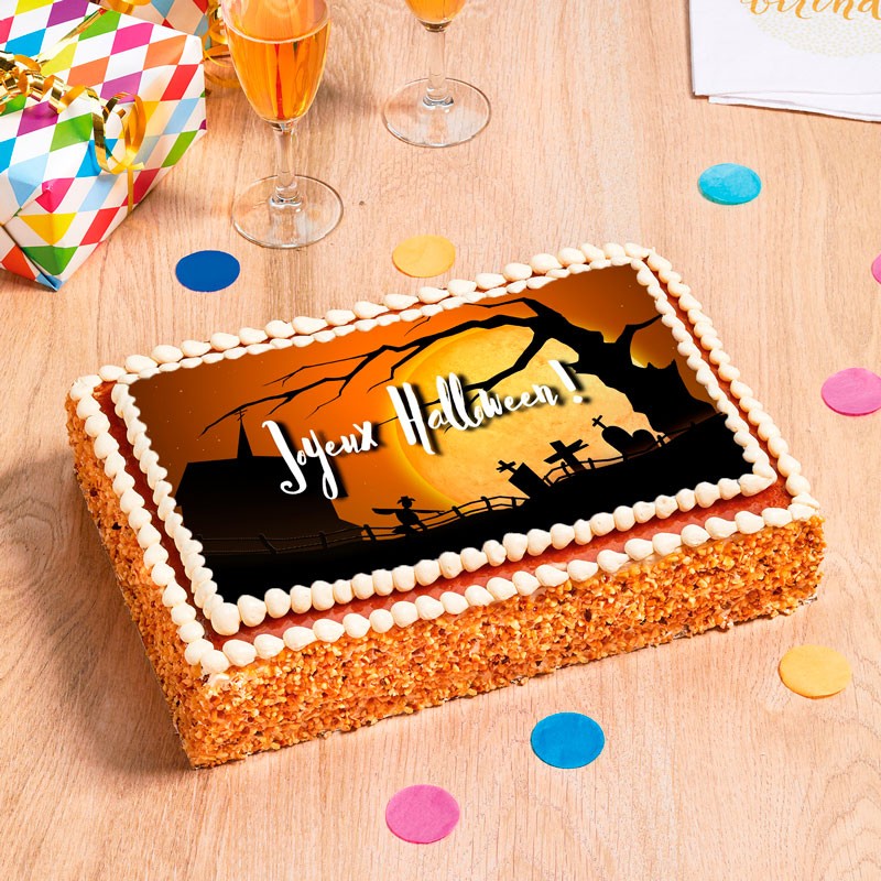 Gâteau Cimetière Halloween - layer cake halloween Pâtisseries La Romainville - disponible en livraison à domicile