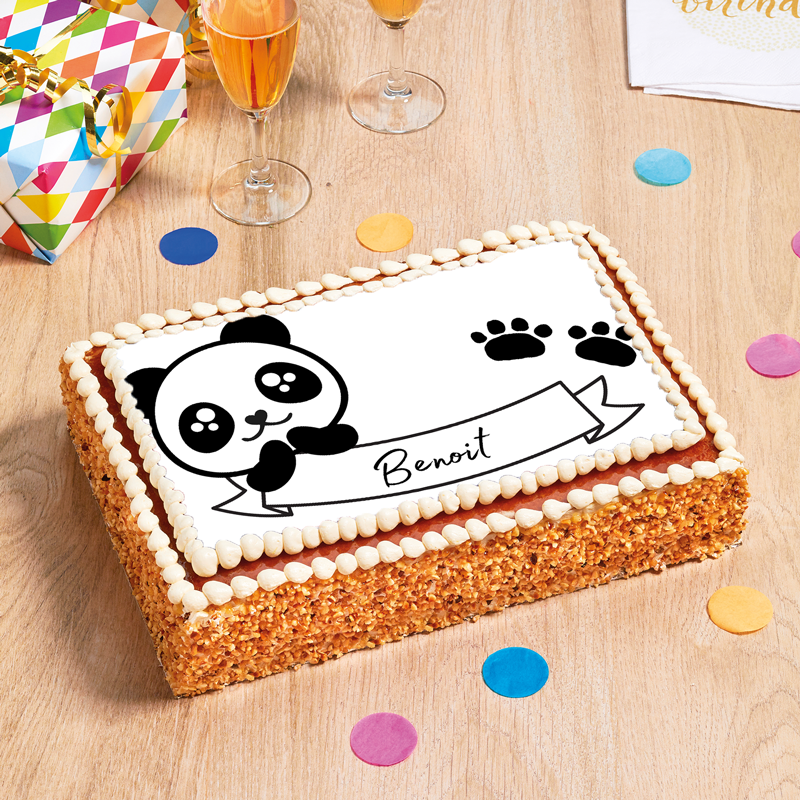 Gâteau d'anniversaire Panda au chocolat, noisette, vanille ou noix de coco