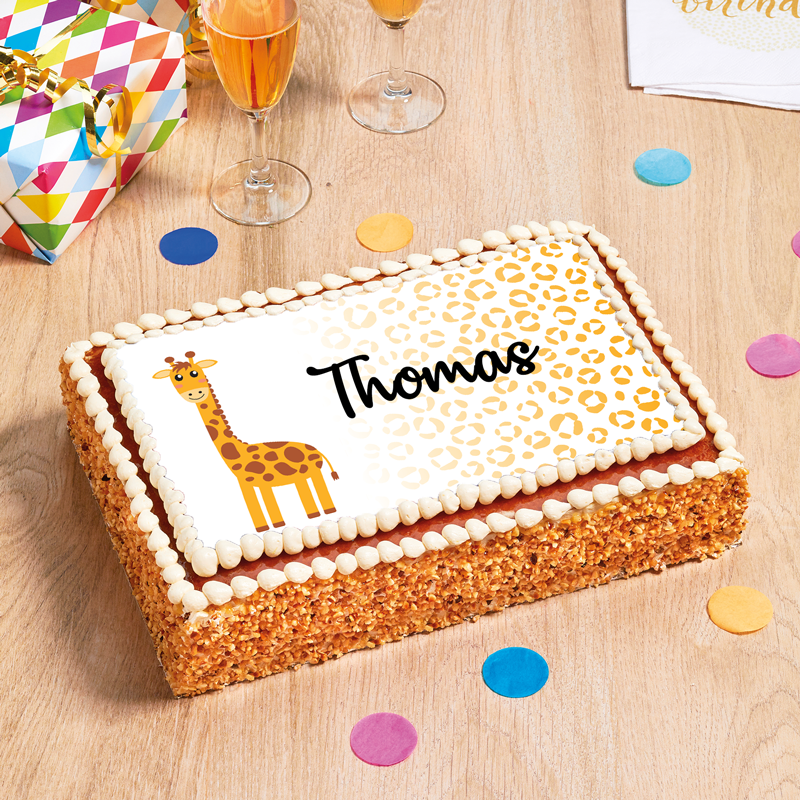 Gâteau d'anniversaire Girafe au chocolat, noisette, vanille ou noix de coco Gâteau d'anniversaire Girafe au chocolat, noisette, vanille ou noix de coco