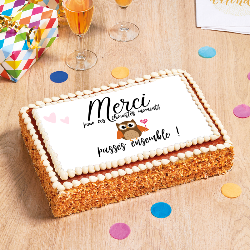 Gâteau Merci pour ces moments, noisette, vanille ou noix de coco